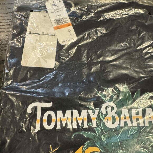 Tommy Bahama Pineapple Paradise Football Tee Crew T-Shirt $70 in Black - Picture 5 of 16